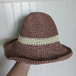 Free People Pink and Cream Crochet Hat